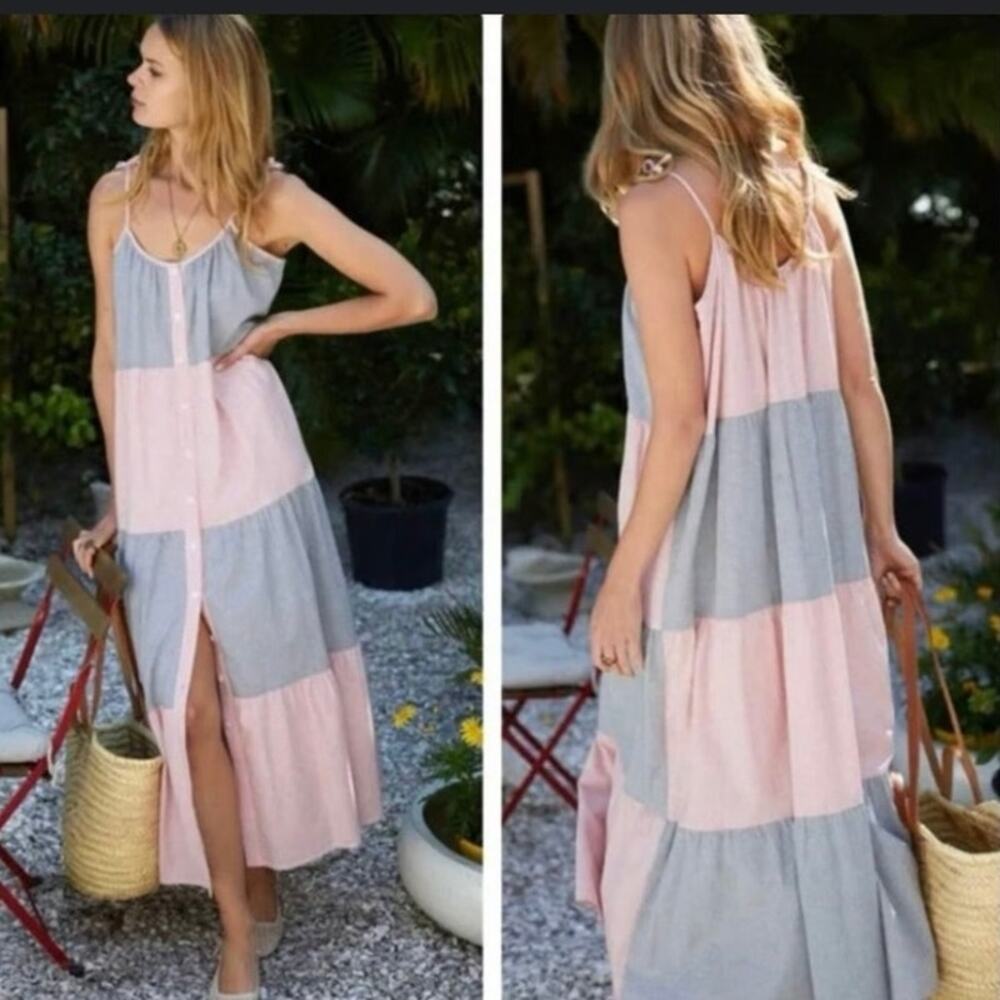 Emerson Fry Button Tier Patchwork Maxi Dress Size… - image 2
